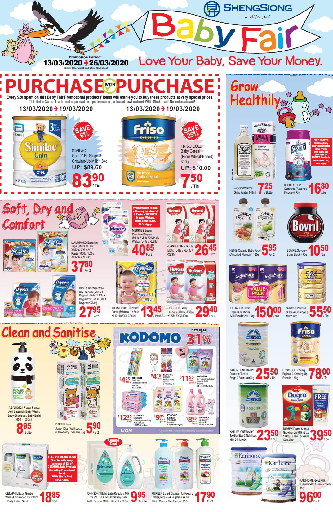 milk, diaper and other baby care products that are under promotion