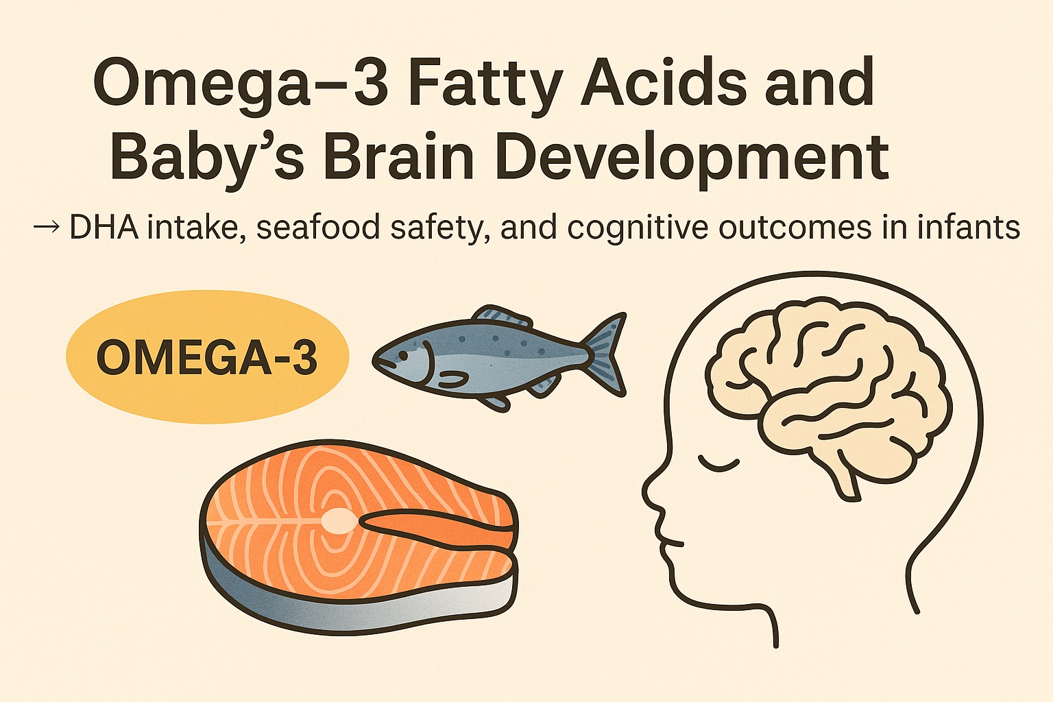 Learn how omega-3 fatty acids, particularly DHA, support your baby's brain development. Understand safe seafood choices and recommended intake.