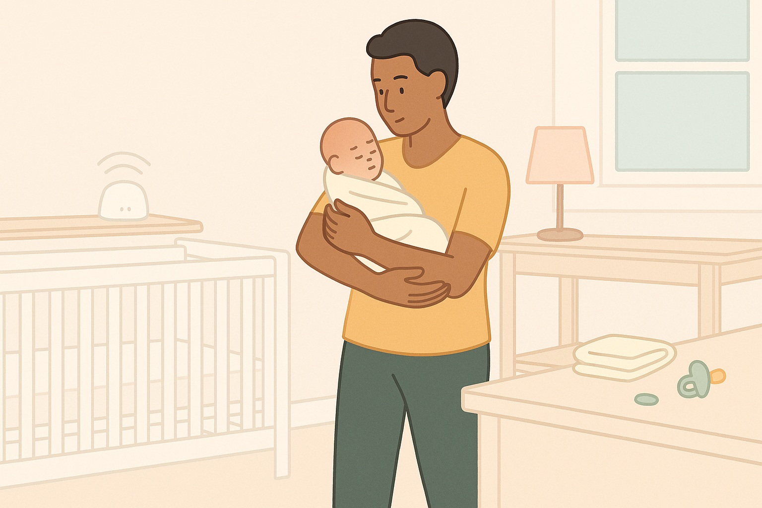Evidence-based guide for new parents: when white noise, rocking and swaddling help; what’s safest; and a simple step-by-step soothing routine. Includes AAP 2022 safe sleep guidance, white-noise volume tips, hip-healthy swaddling, and FAQs.