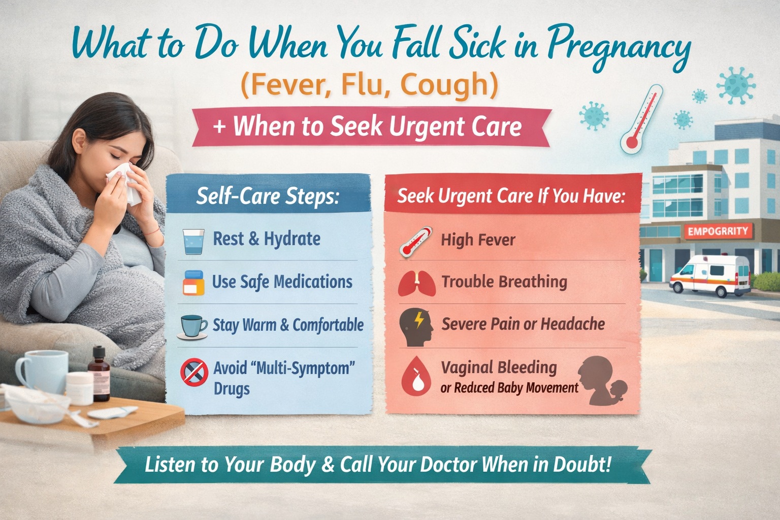  What to Do When You Fall Sick in Pregnancy (Fever, Flu, Cough) + When to Seek Urgent Care
