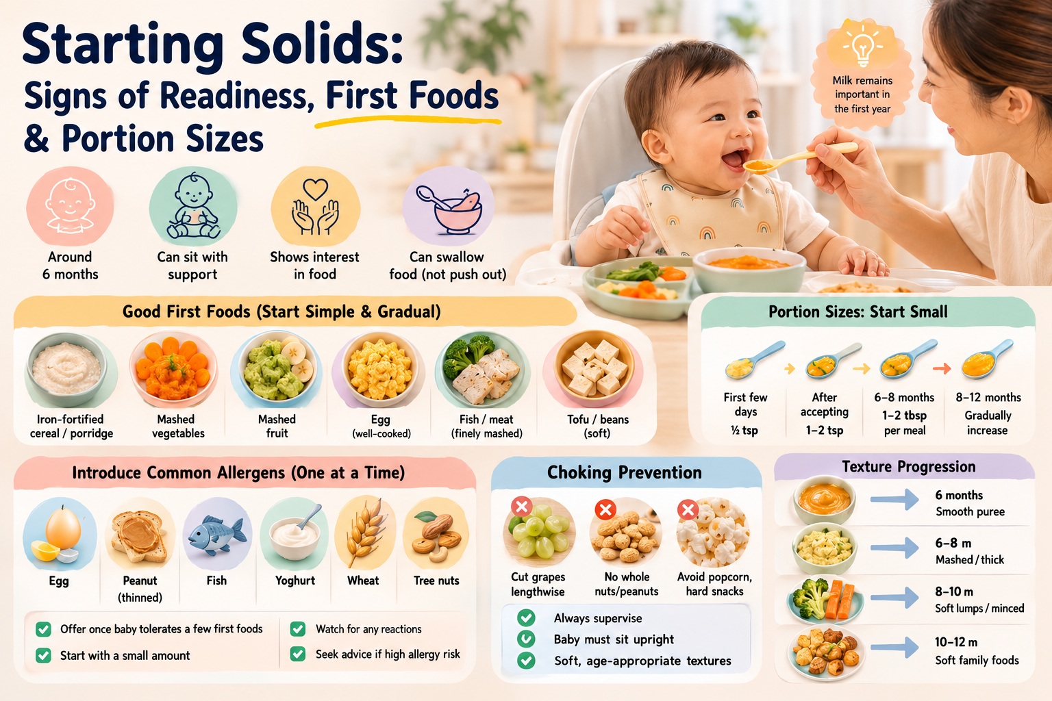 Starting Solids: Signs of Readiness, First Foods and Portion Sizes